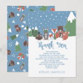 Winter Woodland Animals Baby shower Dank u wel Bedankkaart (Voorkant / Achterkant)