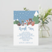Winter Woodland Animals Baby shower Dank u wel Bedankkaart (Staand voorkant)