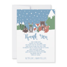 Winter Woodland Animals Baby shower Dank u wel