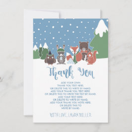 Winter Woodland Animals Baby shower Dank u wel Bedankkaart