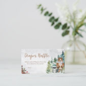 Winter Woodland Animals Baby shower Diaper Raffle Informatiekaartje (Staand voorkant)