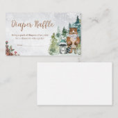 Winter Woodland Animals Baby shower Diaper Raffle Informatiekaartje (Voorkant / Achterkant)
