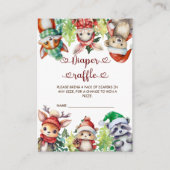 Winter Woodland Animals Baby shower Diaper Raffle Informatiekaartje (Voorkant)