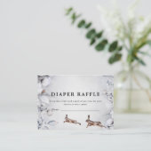 Winter Woodland Animals Baby shower Diaper Raffle Informatiekaartje (Staand voorkant)