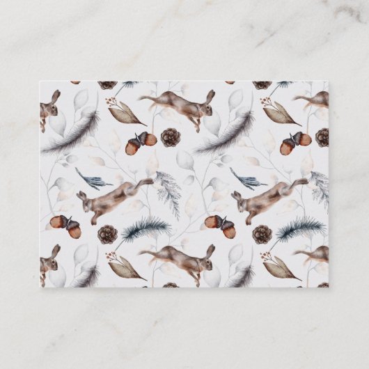 Winter Woodland Animals Baby shower Diaper Raffle Informatiekaartje (Achterkant)