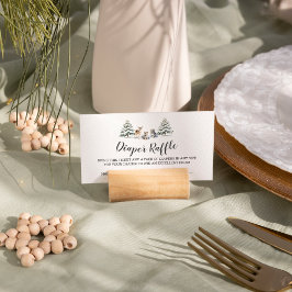 Winter Woodland Animals Baby shower Diaper Raffle Informatiekaartje