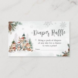 Winter Woodland Animals Baby shower Diaper Raffle Informatiekaartje