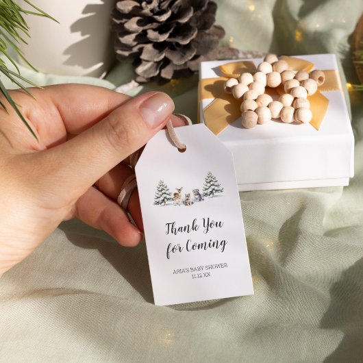 Winter Woodland Animals Baby shower Favor Cadeaulabel