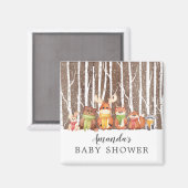 Winter Woodland Animals Baby shower Favor Magnet (Voorkant / Achterkant)
