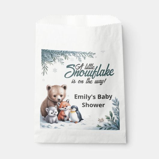 Winter Woodland Animals Baby shower Favorietentas Bedankzakje (Voorkant)
