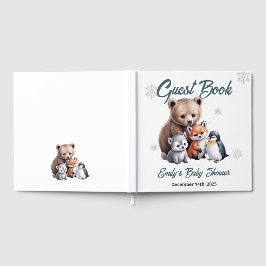 Winter Woodland Animals Baby shower Gastboek Gastenboek (Volledig)
