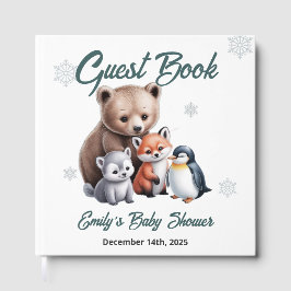 Winter Woodland Animals Baby shower Gastboek Gastenboek