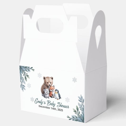 Winter Woodland Animals Baby shower gunstbox Bedankdoosjes (Geopend)