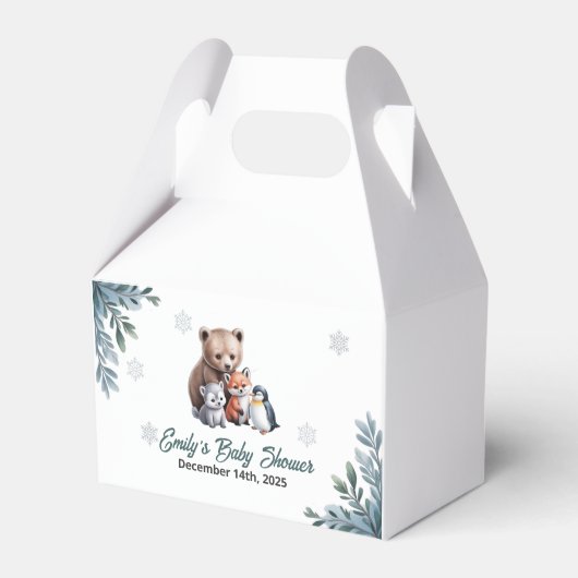 Winter Woodland Animals Baby shower gunstbox Bedankdoosjes (Voorkant Zijde)