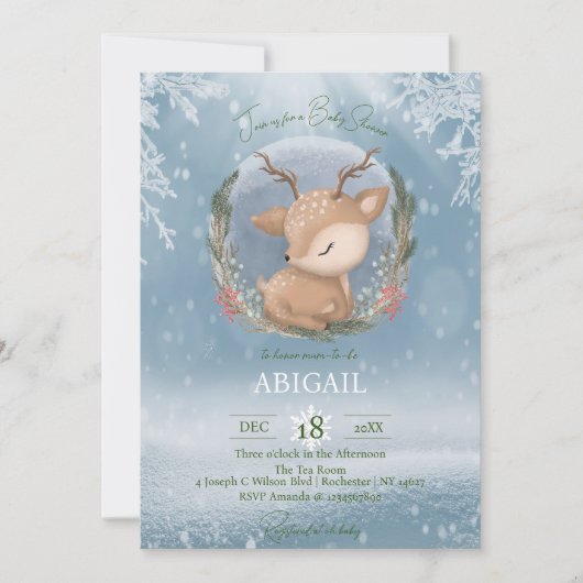 Winter Woodland Animals Baby shower Invitation Kaart (Voorkant)