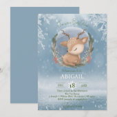 Winter Woodland Animals Baby shower Invitation Kaart (Voorkant / Achterkant)