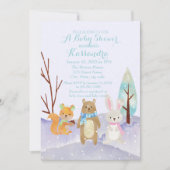 Winter Woodland Animals Baby shower Invitation Kaart (Voorkant)