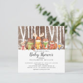 Winter Woodland Animals Baby shower Invitation Kaart (Staand voorkant)