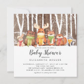 Winter Woodland Animals Baby shower Invitation Kaart (Voorkant)