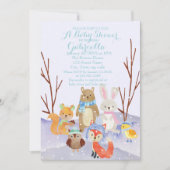 Winter Woodland Animals Baby shower Invitation Kaart (Voorkant)