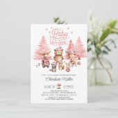 Winter Woodland Animals Baby shower Kaart (Staand voorkant)