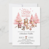 Winter Woodland Animals Baby shower Kaart (Voorkant)