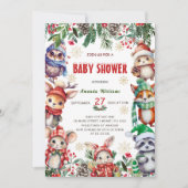 Winter Woodland Animals Baby shower Kaart (Voorkant)