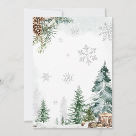 Winter Woodland Animals Baby shower Kaart (Achterkant)