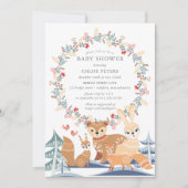 Winter Woodland Animals Baby shower Kaart (Voorkant)