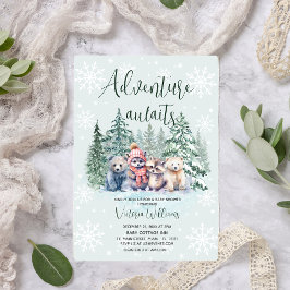 Winter Woodland Animals Baby shower Kaart