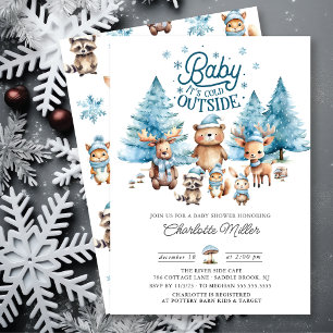 Winter Woodland Animals Baby shower Kaart