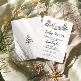 Winter Woodland Animals Baby shower Kaart