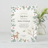 Winter Woodland Animals Baby shower Kaart (Staand voorkant)