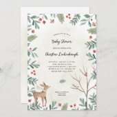 Winter Woodland Animals Baby shower Kaart (Voorkant / Achterkant)