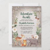 Winter Woodland Animals Baby shower Kaart (Voorkant)
