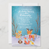 Winter Woodland Animals Baby shower Kaart (Voorkant)