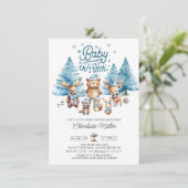 Winter Woodland Animals Baby shower Kaart (Staand voorkant)