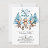 Winter Woodland Animals Baby shower Kaart (Voorkant)