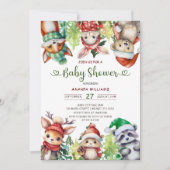 Winter Woodland Animals Baby shower Kaart (Voorkant)