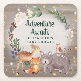 Winter Woodland Animals Baby shower Kartonnen Onderzetters