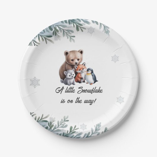 Winter Woodland Animals Baby shower Papier Bord (Voorkant)