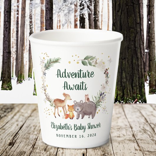 Winter Woodland Animals Baby shower Papieren Bekers