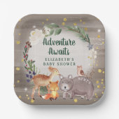 Winter Woodland Animals Baby shower Papieren Bordje (Voorkant)