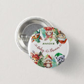 Winter Woodland Animals Baby shower Ronde Button 3,2 Cm (Voorkant /achterkant)
