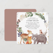 Winter Woodland Animals Baby shower Square Kaart (Voorkant / Achterkant)