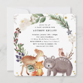 Winter Woodland Animals Baby shower Square Kaart (Voorkant)