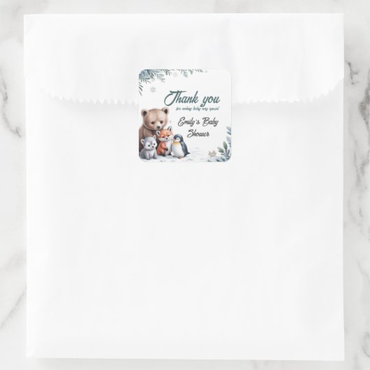 Winter Woodland Animals Baby shower sticker (Tas)
