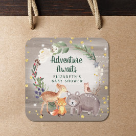 Winter Woodland Animals Baby shower Vierkante Sticker