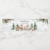 Winter Woodland Animals Baby shower Waterfles Etiket (Enkel label)