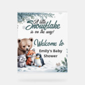Winter Woodland Animals baby shower Welkom Acryl Bord (Voorkant)